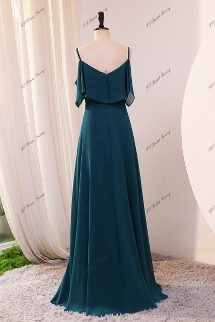 Spaghetti Straps Chiffon  Bridesmaid Dress With V-back