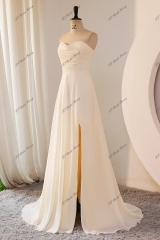 Sweet Heart Pleat Chiffon Split Bridesmaid Dress