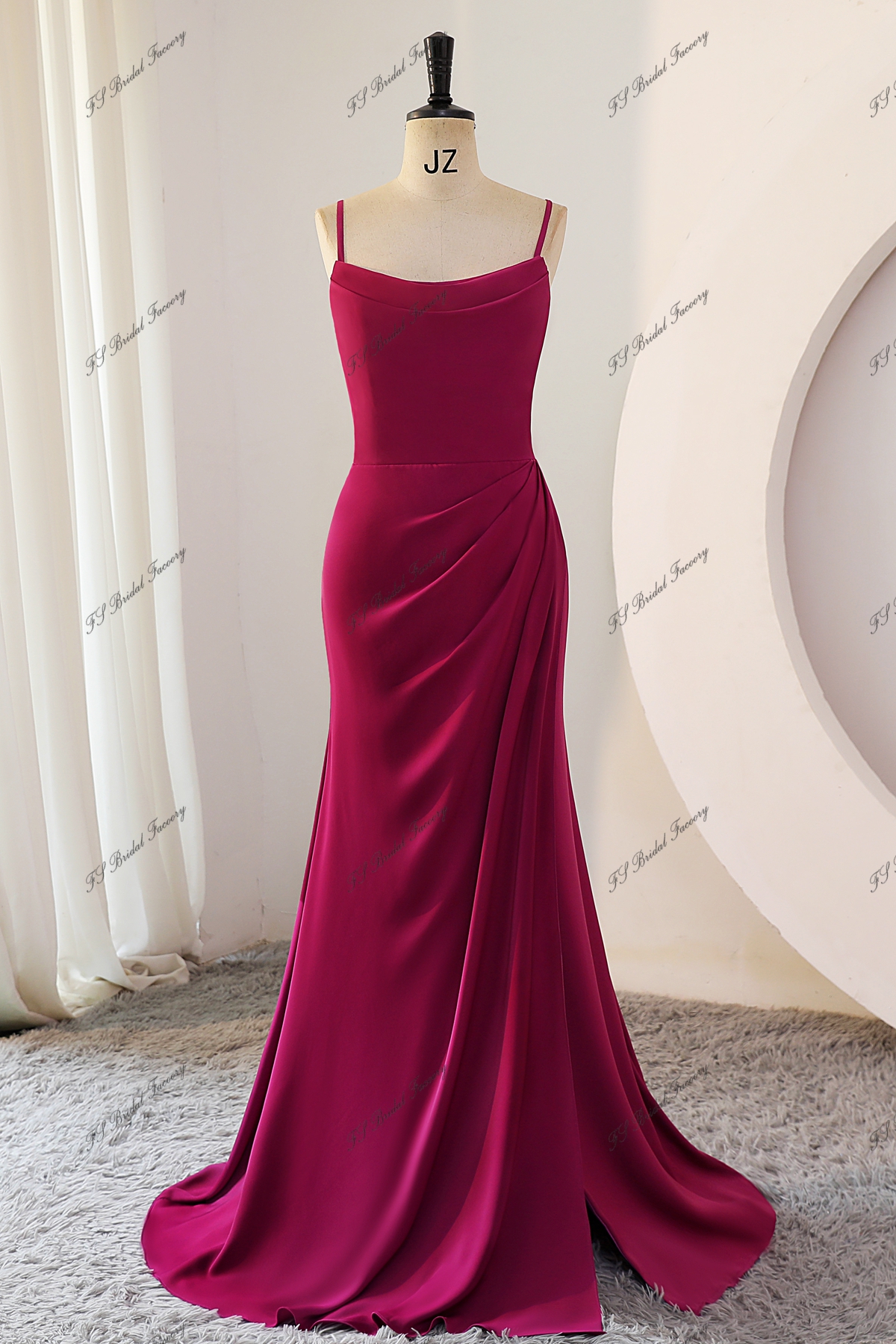 Spaghetti Strap Appliques Mermaid Long Dress with Slit main image 1