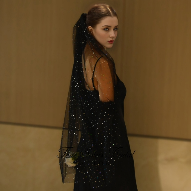 Black Sequin  Veil