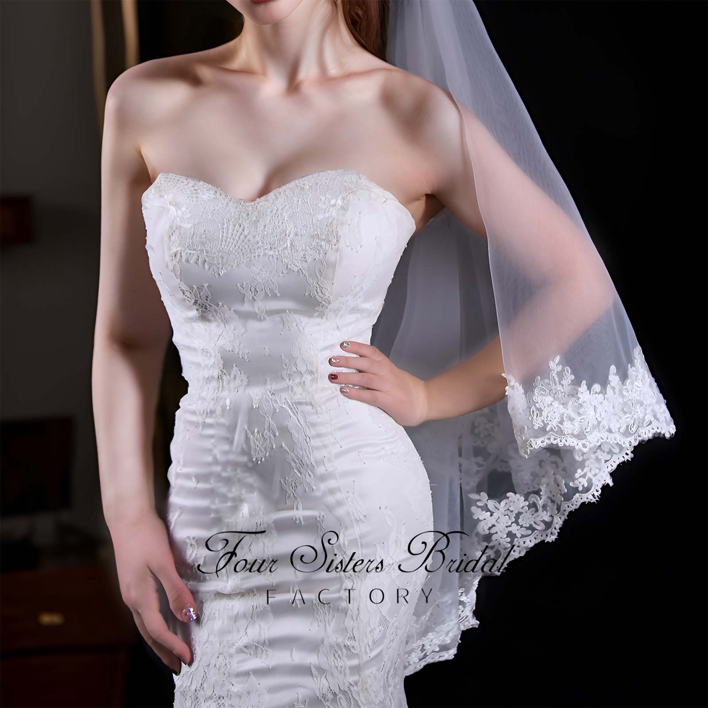 Double Layers Lace Edge Bridal Veils