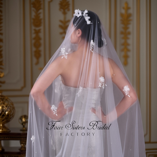 3D Flowers Bridal Veils