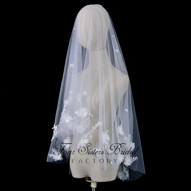 Double Layers 3D Lace  Bridal Veils