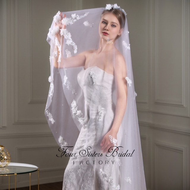 3D Flowers Bridal Veils
