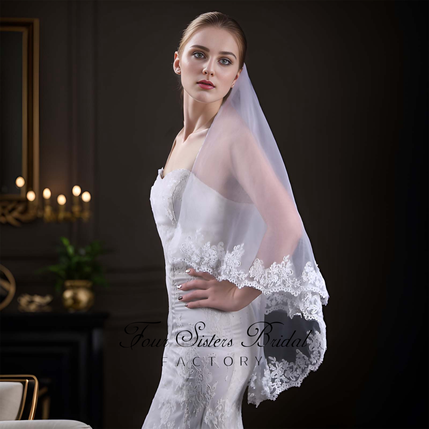 Double Layers Lace Edge Bridal Veils