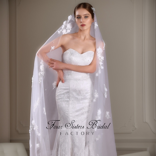 3D Flowers Bridal Veils