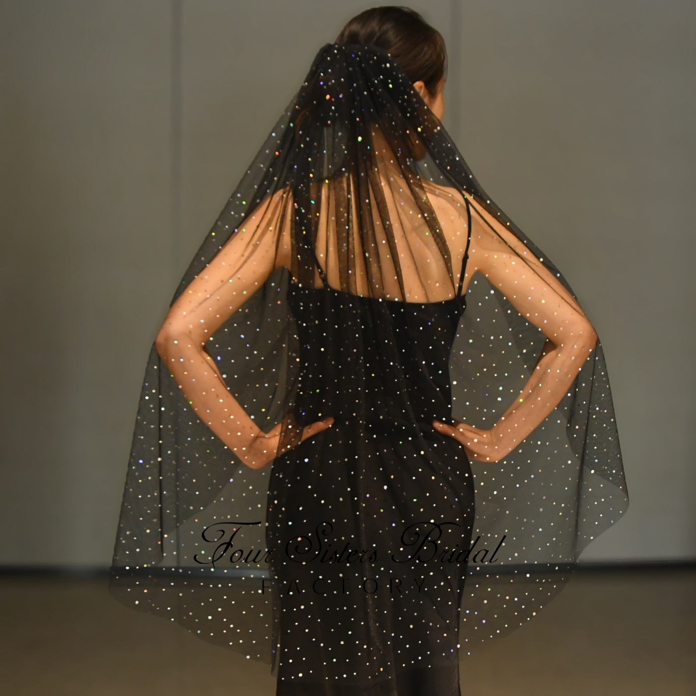 Black Sequin  Veil