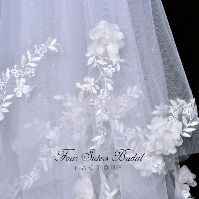 Double Layers 3D Lace  Bridal Veils