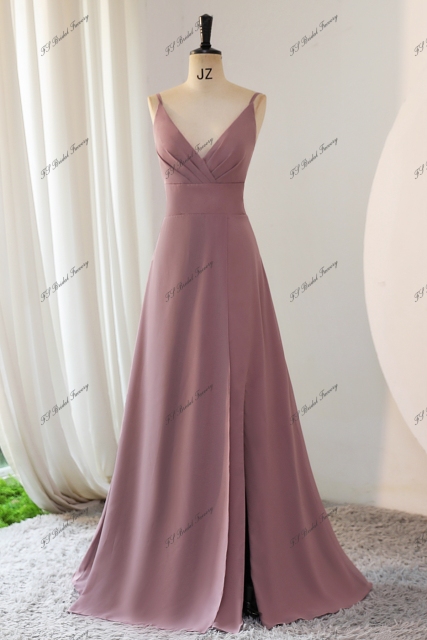 Spaghetti Straps Chiffon Bridesmaid Dress