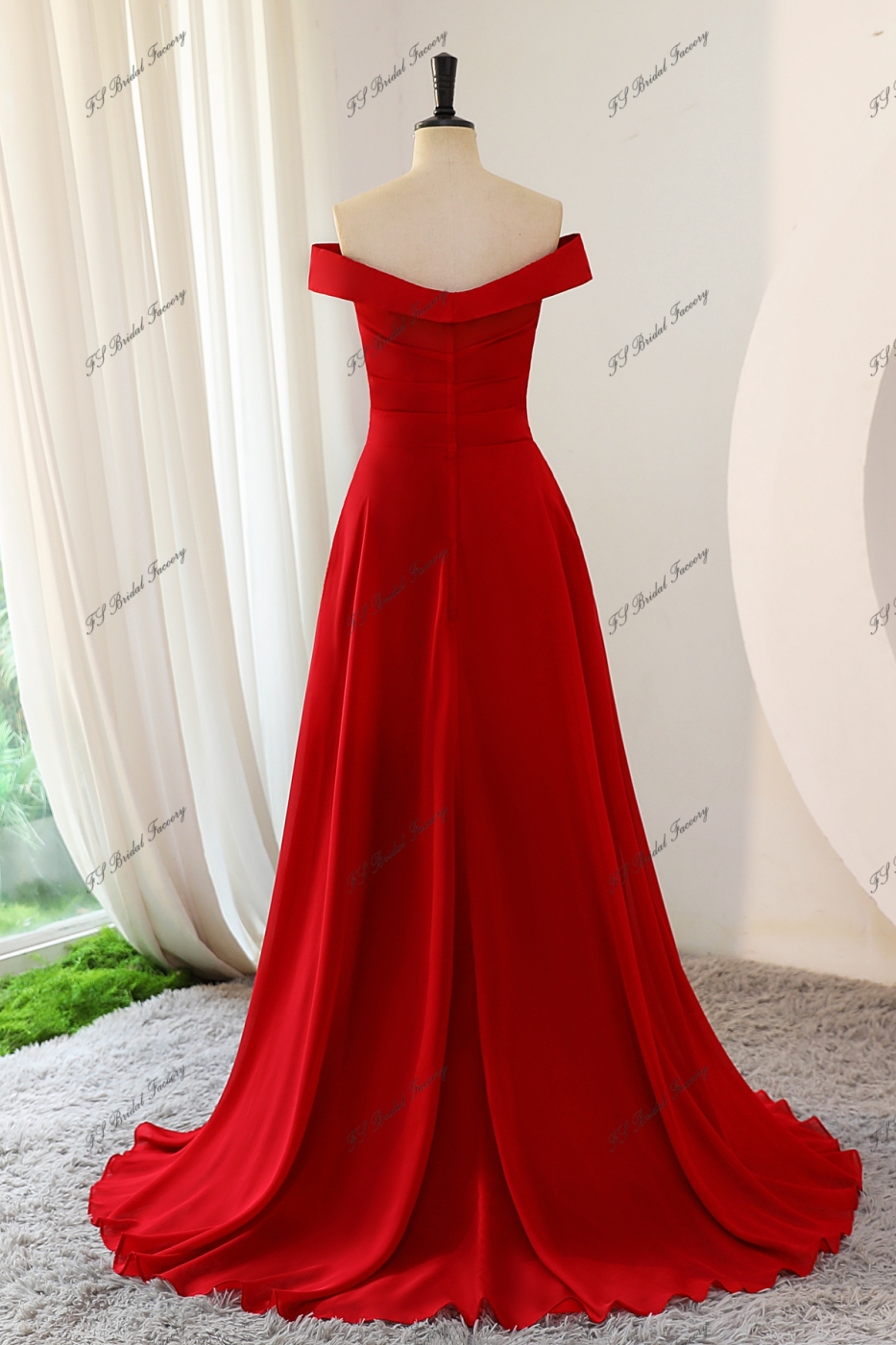 Ruffle Neckline Chiffon Bridesmaid Dress With Key Hole