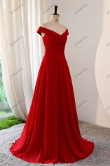 Ruffle Neckline Chiffon Bridesmaid Dress With Key Hole