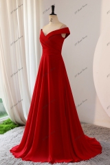 Ruffle Neckline Chiffon Bridesmaid Dress With Key Hole