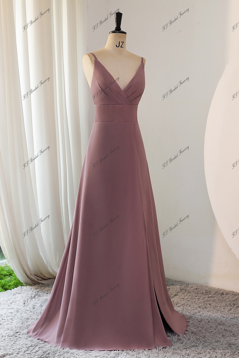Spaghetti Straps Chiffon Bridesmaid Dress