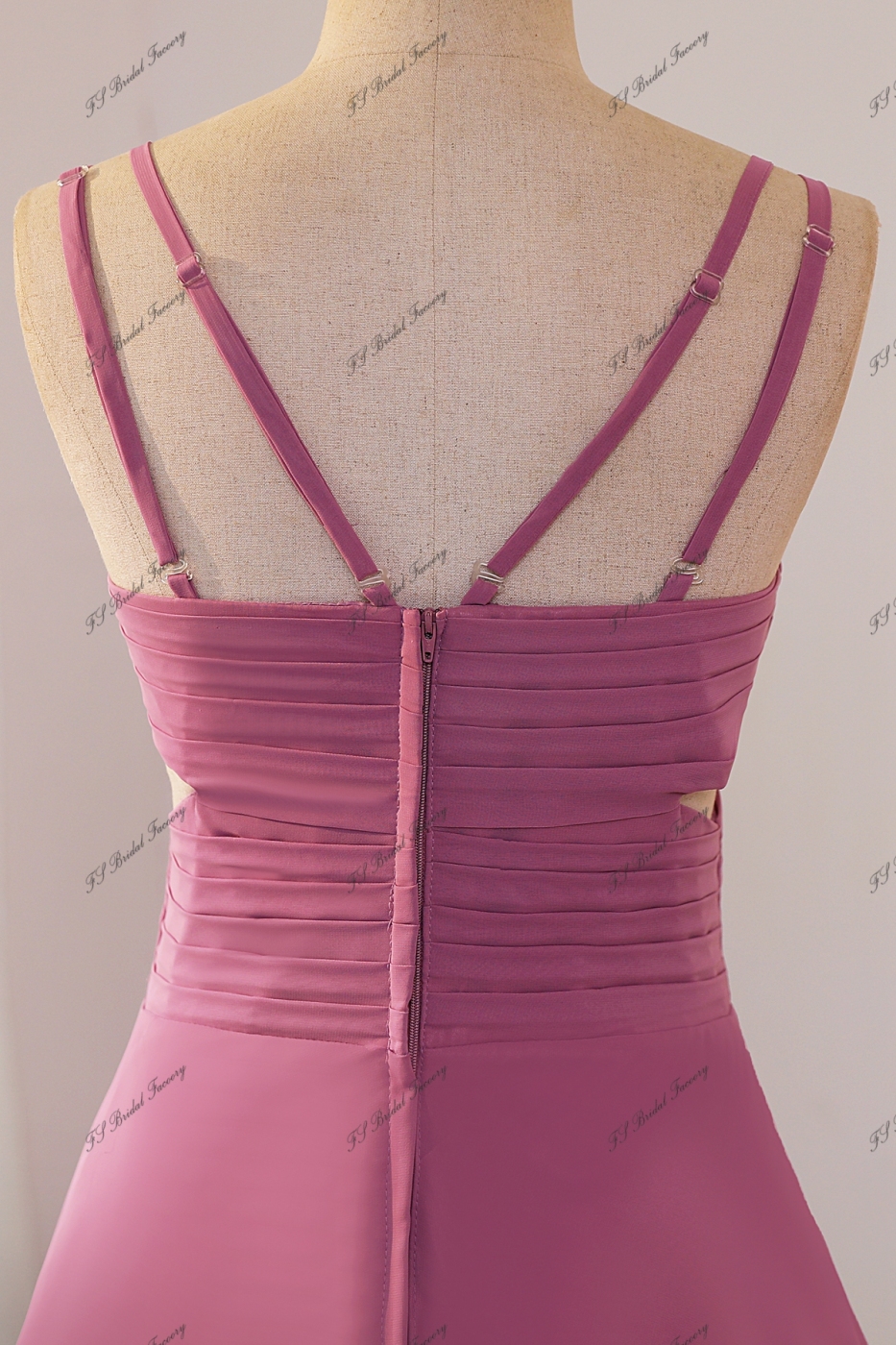 Simple Pleat Double Straps Chiffon Bridesmaid Dress