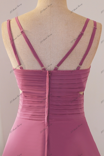 Simple Pleat Double Straps Chiffon Bridesmaid Dress