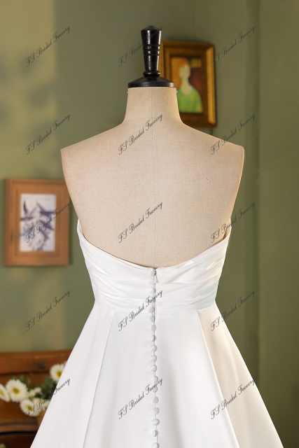 V Neck Soft Satin Pleat Ball Gown