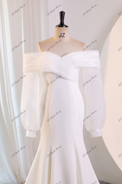 Off Shoulder Crepe Mermaid Bridal Dress
