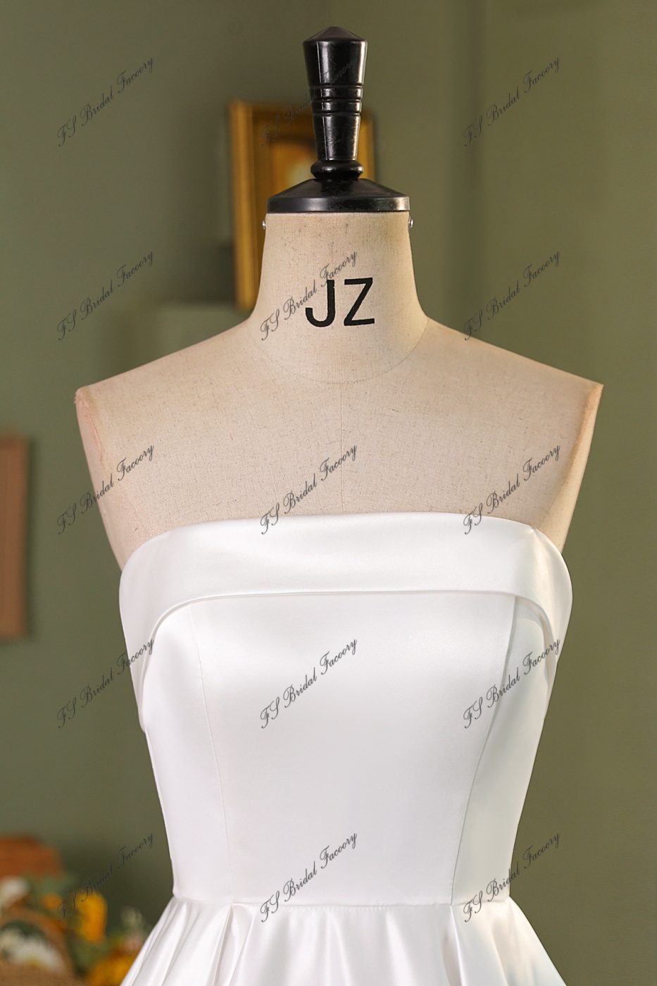 Simple Straight Neckline Bridal Gown With Corset Back
