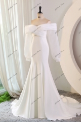 Off Shoulder Crepe Mermaid Bridal Dress