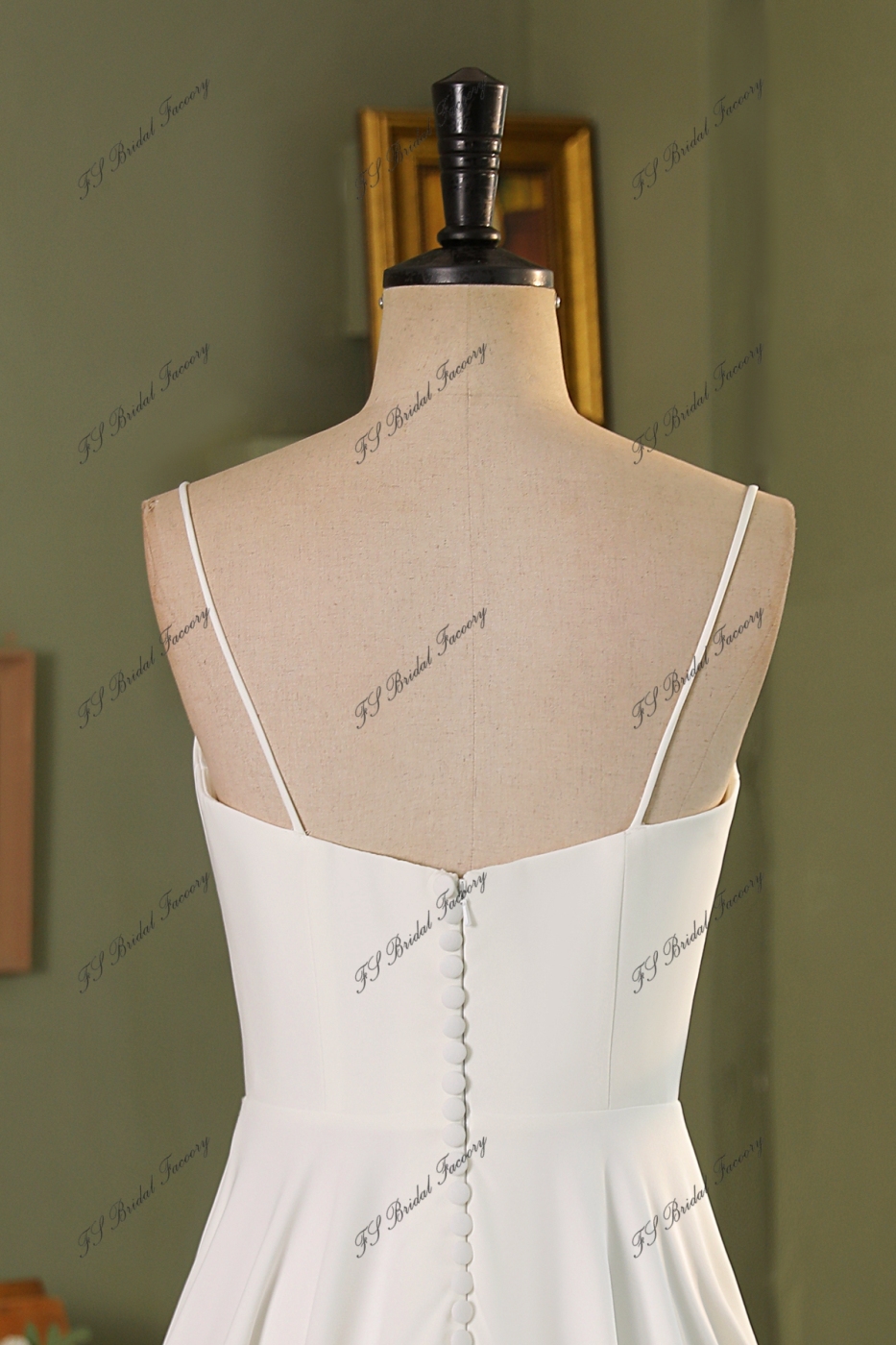 Spaghetti Straps A Line Crepe Wedding Dress