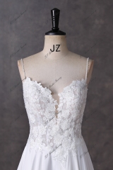 Spaghetti Straps  Beading Lace A Line Chiffon Wedding Dress