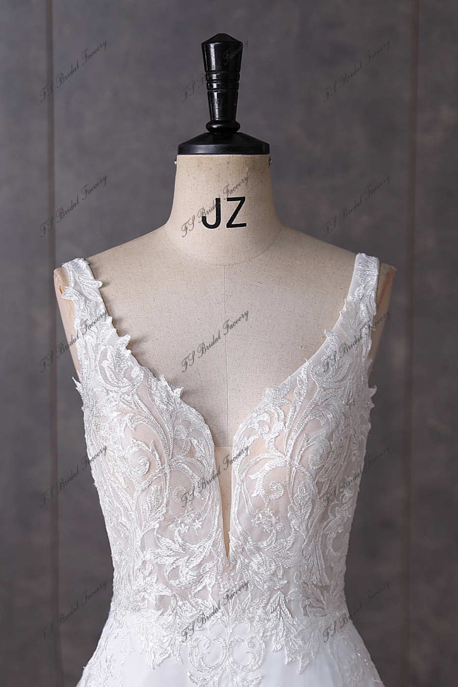 Simple Soft Lace A Line Chiffon Wedding Dress