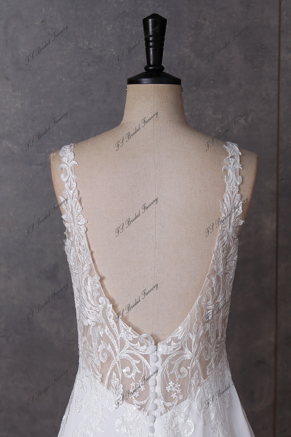 Simple Soft Lace A Line Chiffon Wedding Dress