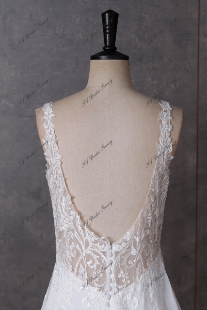 Simple Soft Lace A Line Chiffon Wedding Dress
