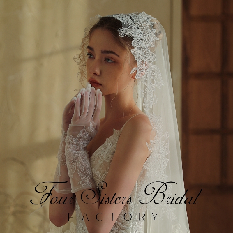 Lace Bridal Veils Without Comb