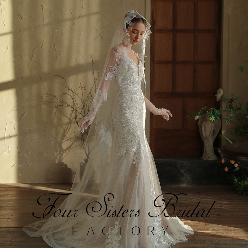 Lace Bridal Veils Without Comb