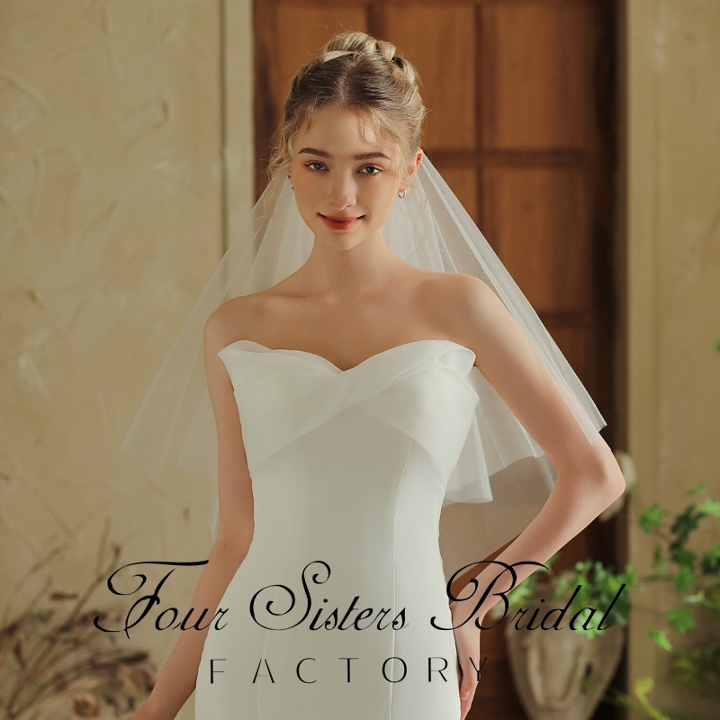 Short Plain Two Layers Bridal Veils
