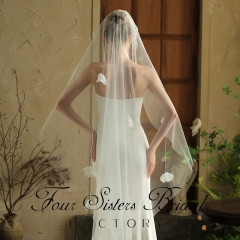 3D Flowers Bridal Veils Without Comb