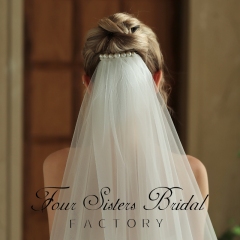 Short Plain Two Layers Bridal Veils