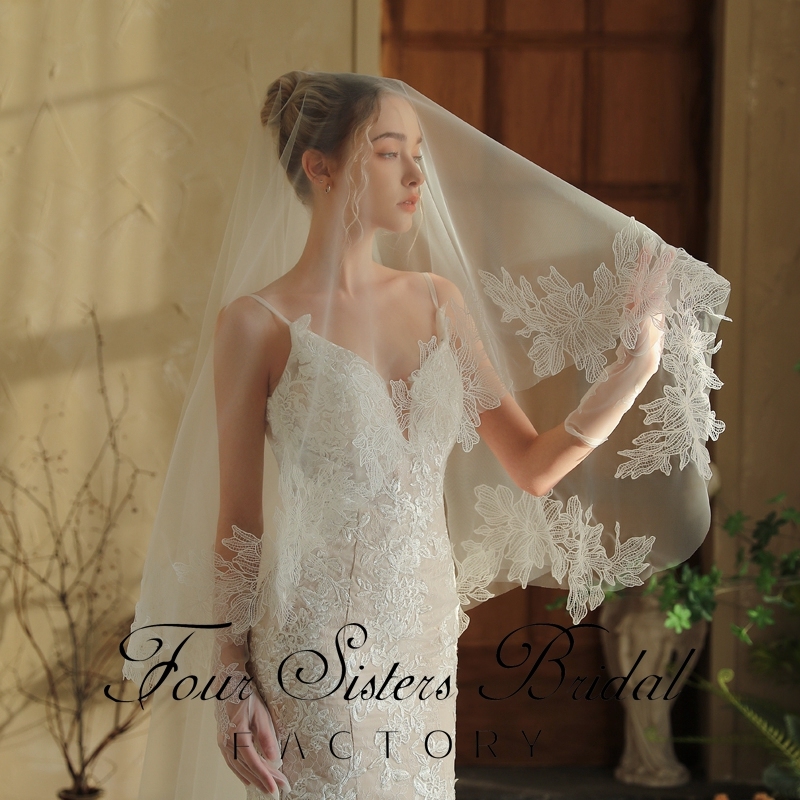Lace Bridal Veils Without Comb