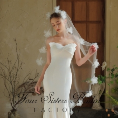 3D Flowers Bridal Veils Without Comb