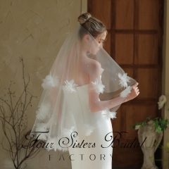 3D Flowers Bridal Veils Without Comb