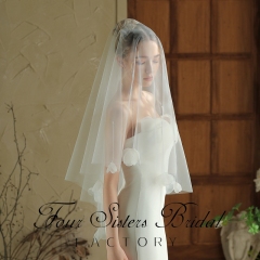 3D Flowers Bridal Veils Without Comb