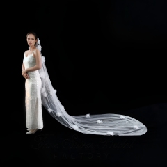 3D Beading Flowers Bridal Veils