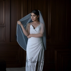 3D Beading Flowers Bridal Veils