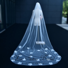 3D Beading Flowers Bridal Veils