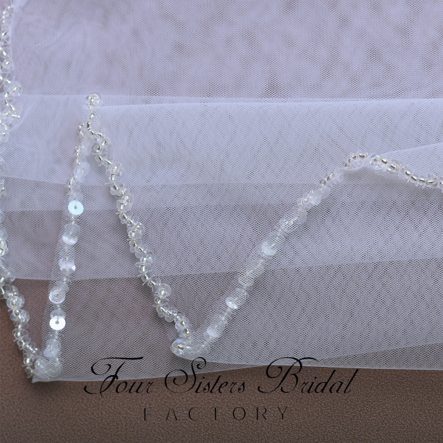 3D Beading Flowers Bridal Veils