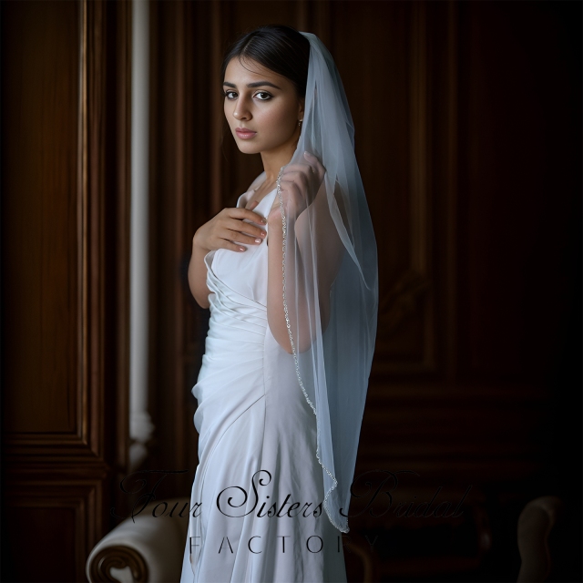 3D Beading Flowers Bridal Veils