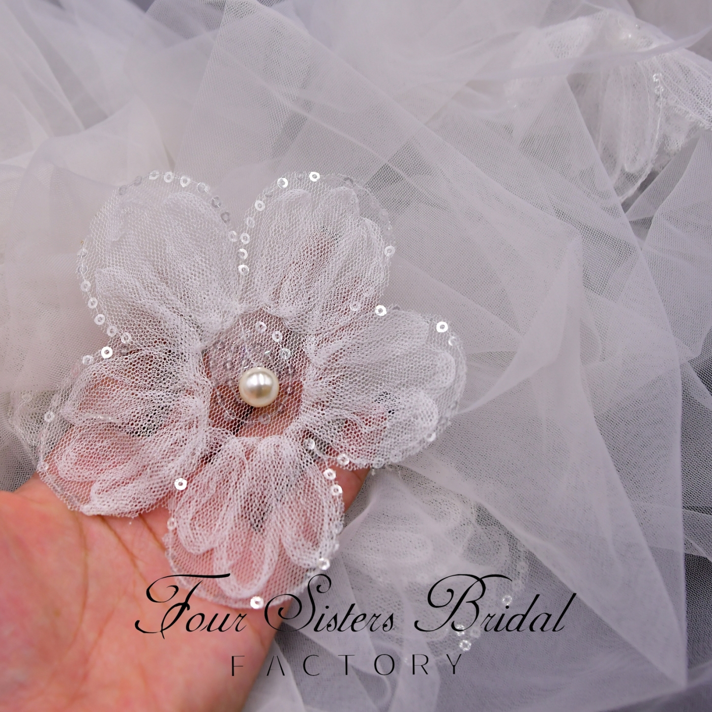 3D Beading Flowers Bridal Veils