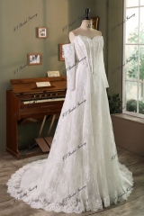 Allover Lace A-Line Gown with Sheer Corset Bodice and V Basque Waist