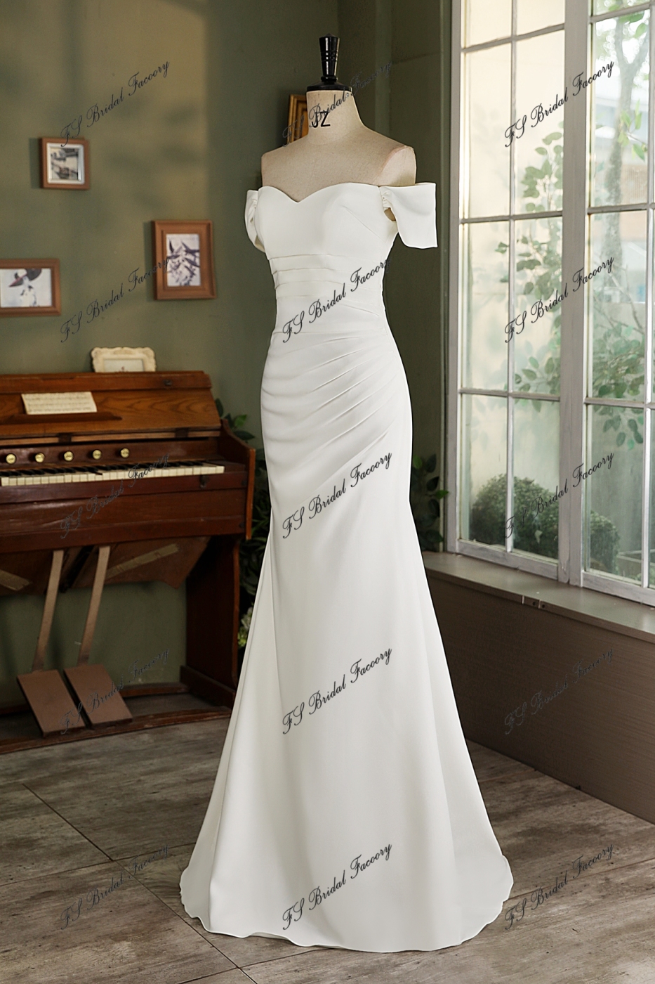 Off Shoulder Mermaid Pleat Prom Dress