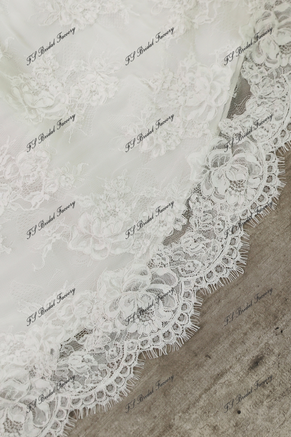 Allover Lace A-Line Gown with Sheer Corset Bodice and V Basque Waist
