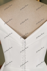 Off Shoulder Soft Satin A Line Wedding Gown