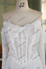 Allover Lace Mermaid Wedding Gown with Sheer Corset Bodice and V Basque Waist