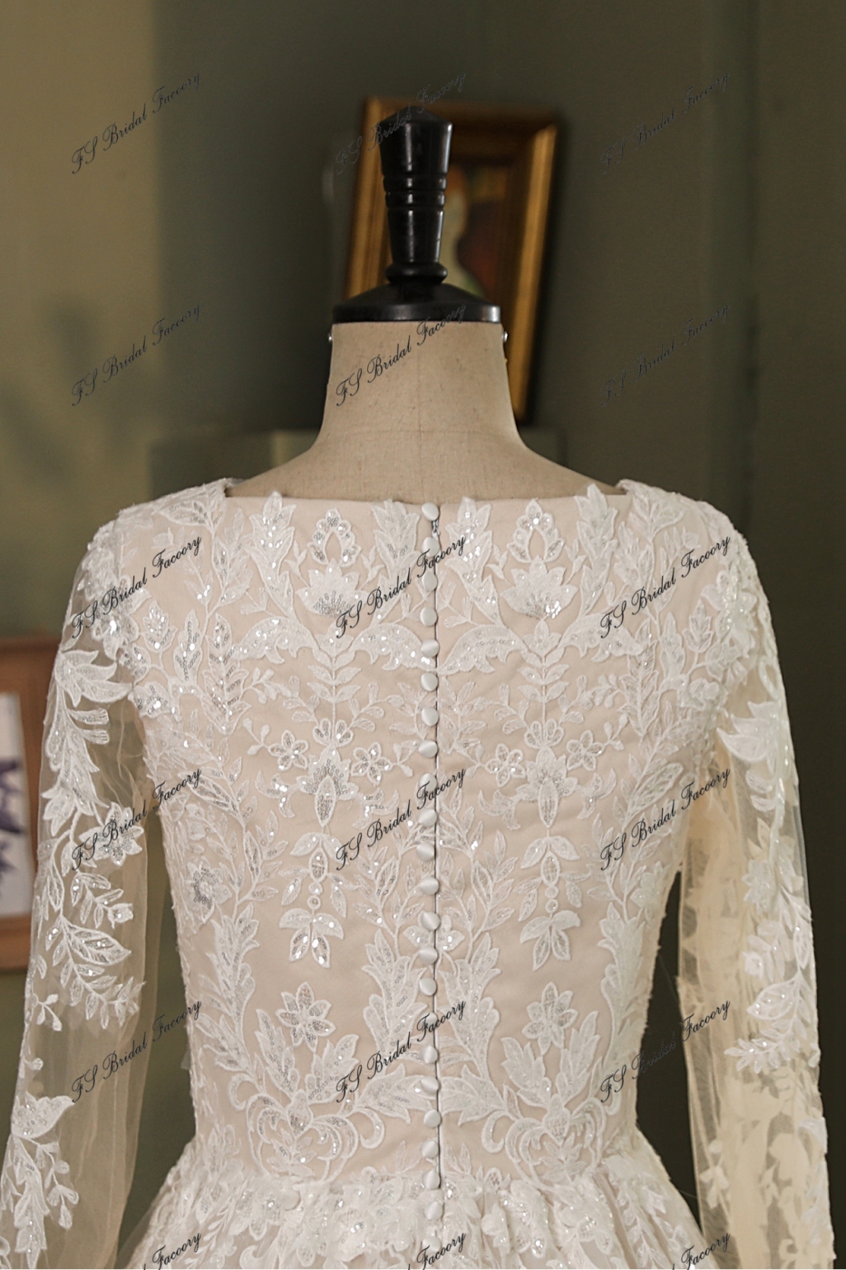 Modest Short Sleeve Allover Lace A-Line Gown