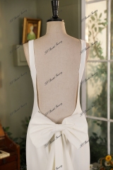 Simple Mermaid Crepe Wedding Dress With Detached Bow